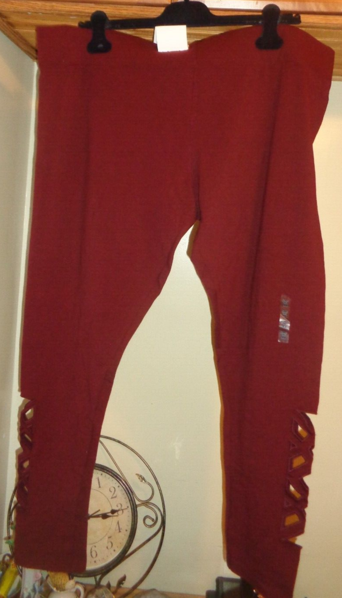 MIXIT BURGUNDY COTTON BLEND FULL LENGTH PULL-ON LEGGINGS NWT SZ XXL