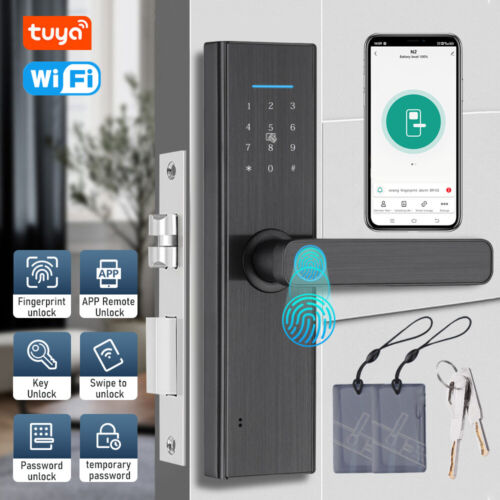 7-in-1 Smart Door Lock WiFi Alexa Bluetooth Electronic Keyless Fingerprint Lock - Picture 1 of 14