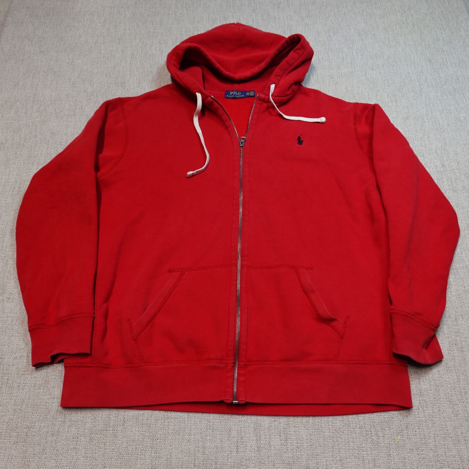 Felpa con cappuccio Polo Ralph Lauren vintage taglia 2XL rosso logo pony zip intera Y2K sport