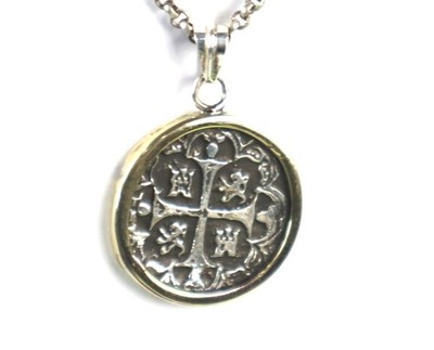Heavy 1.5'' Urca de Lima SPAIN COLONIAL COIN solid STERLING SILVER Pendant 37mm