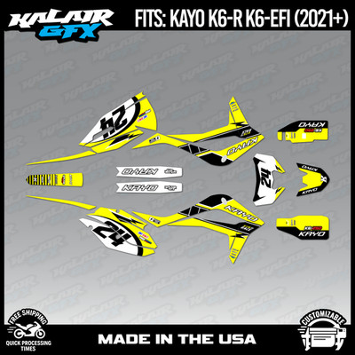 Graphics Kit for Kayo K6-R K6-EFI 250 (2021+) Speed Series - YELLOW