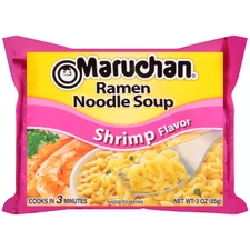(2 Pack)  Ramen Noodle Soup, Shrimp Flavor Instant Noodles, 3 Oz