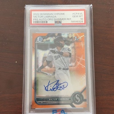 2022 Bowman Chrome Victor Labrada Orange Shimmer Refractor Auto /25 PSA