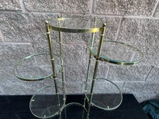 Vintage Brass Tone Plant Stand Faux Bamboo Hollywood Regency  Mid-Century Modern