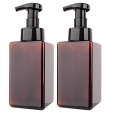 2 Pack Foaming Soap Dispenser, 15 Oz Refillable Plastic Pump, Amber Brown