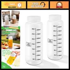 32oz Plastic Bottles with Airtight Caps - Food Grade Wide Mouth Liquid Container