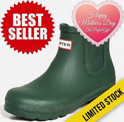 Hunter Women Size 8, Original Chelsea Rain Boots, Hunter Green, In Original Box