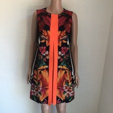 Ted Bake ?Barbee? Toucan Floral Print Sleeveless Dress Black/Orange Women?s 2
