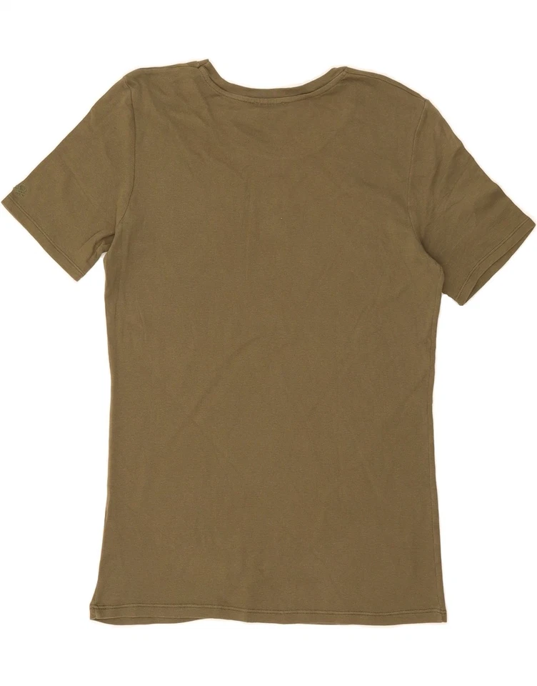 Camiseta Top Benetton Mujer Reino Unido 16 Grande Caqui Algodón BP08 Foto 2 de 3
