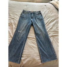 Judy Blue 16W Straight Fit High Rise Distressed Raw Hem Medium Wash Jeans