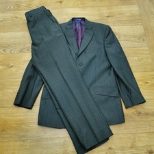 Ted Baker Endurance Suit Jacket 38s Grey Pinstriped Trousers W30 L32 Straight