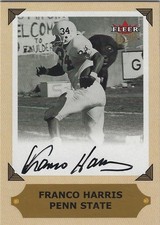 FRANCO HARRIS PSU PENN STATE NITTANY LIONS 2001 FLEER GREATS AUTO AUTOGRAPH CARD