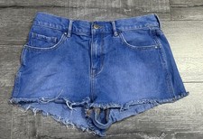 Bullhead Denim Cutoff Jean Denim Shorts Women Ripped Hem Size 29 Medium Wash