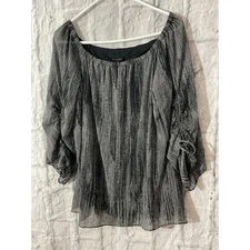 H by Halston Size 16 Blouse Black & White 