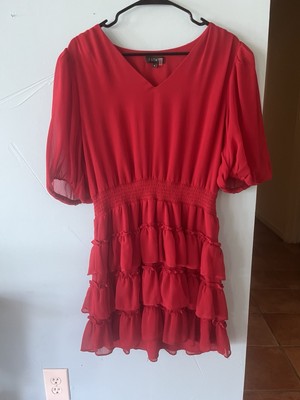 1. State Women s Red Ruffle Dress Size Large