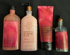 4 - Bath & Body Works RENEWING MEADOW WALK Rose Magnolia Lotion Mist Cream Wash