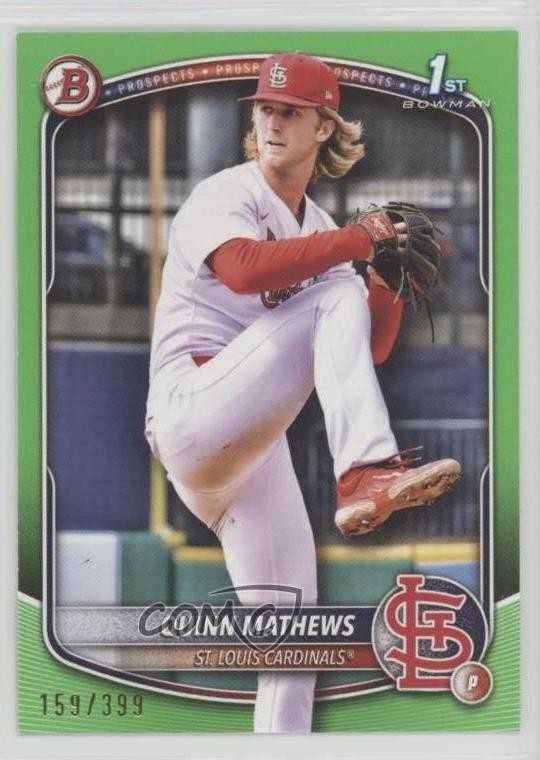 2025 Bowman Prospects Neon Green 159/399 Quinn Mathews #BP-25 0ft3