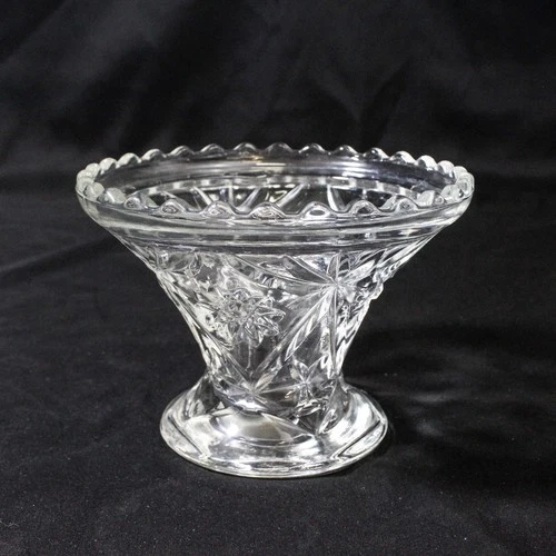 Vintage Anchor Hocking Prescut Clear Glass Punch Bowl Stand 4.75 Inch Tall