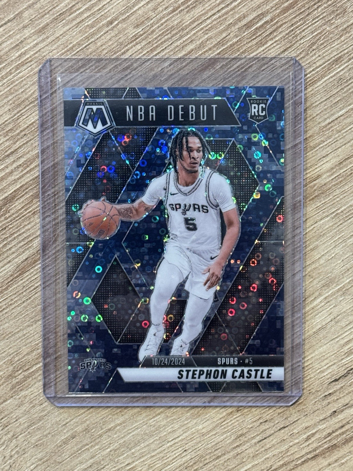 2024-25 Mosaic Stephon Castle NBA Debut Blue Camo Fast Break RC /35 Spurs