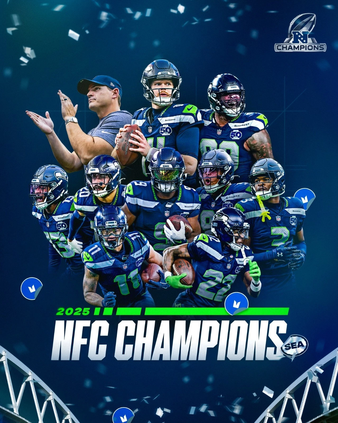 Seattle Seahawks 2025 football NFC Champions Poster