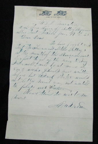 CIVIL WAR US NAVY SAILOR LETTER FORT ANDERSON BOMBARDMENT NORTH CAROLINA