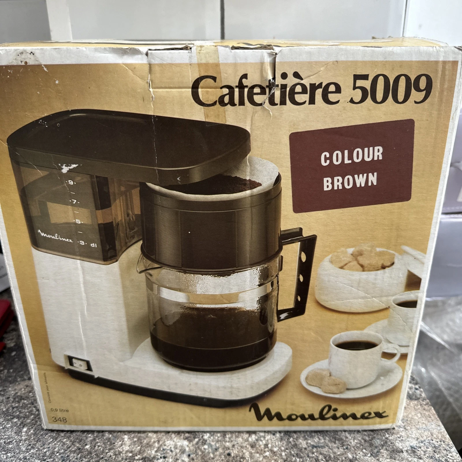 Vintage Moulinex Cafetiere 5009 Filter Coffee Maker 0.9L Litre Boxed Brown NOS