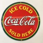 Vintage Ice Cold Coca Cola Sold Here Porcelain Enameled Metal Sign 12"
