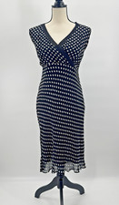 Vintage Polka Dot Dress Babydoll Large Lined Chiffon Retro Classic Preppy Lace