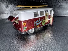 5" Kinsmart 1962 Volkswagen Classical Bus w/Decal 1:32 Diecast Love Peace RED