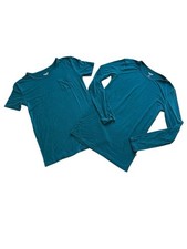 Kyte Baby Bamboo Lot Of 2 Pajama Shirt Teal Blue Kids 10 Stretchy Comfy Natural
