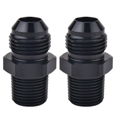 Pipe Fitting Adapter Aluminum Straight 2PCS EVIL ENERGY 10AN Male Flare Black