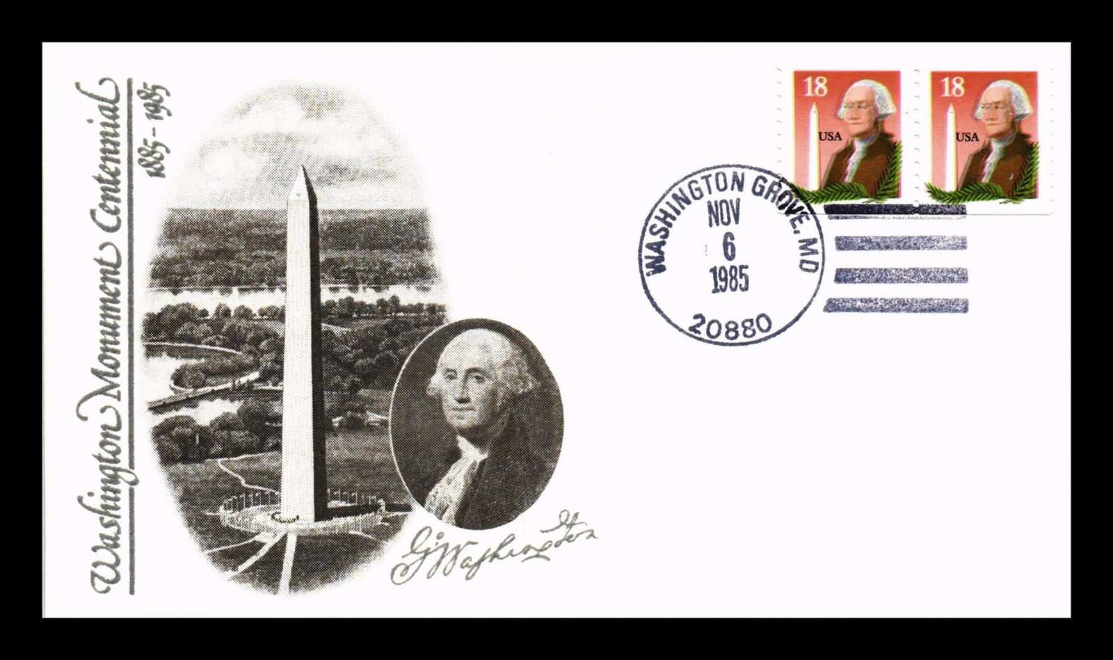 Dr Jim Stamps Us Cover Washington Monument Fdc Panda Thermographed Insert