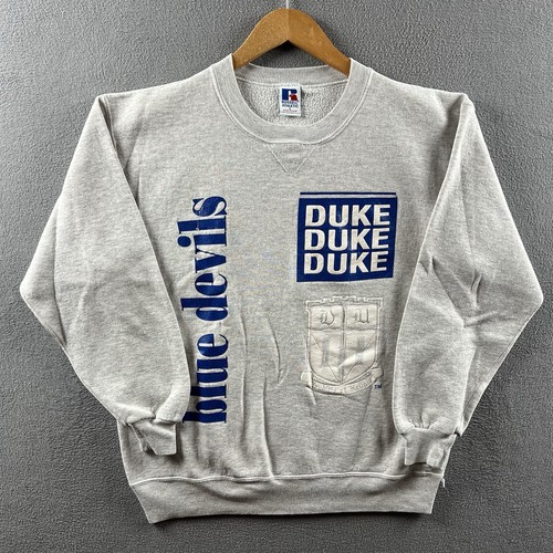 Vintage Duke University Sweatshirt Mens Large Gray Russell Athletic Blue Devils