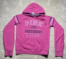Y2K Victoria's Secret Women's Pink Hoodie RARE Pink for President Size Large