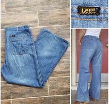 Vintage 70's Lee Denim Pants Flare Bottom sz 36 Talon Zip Made in USA