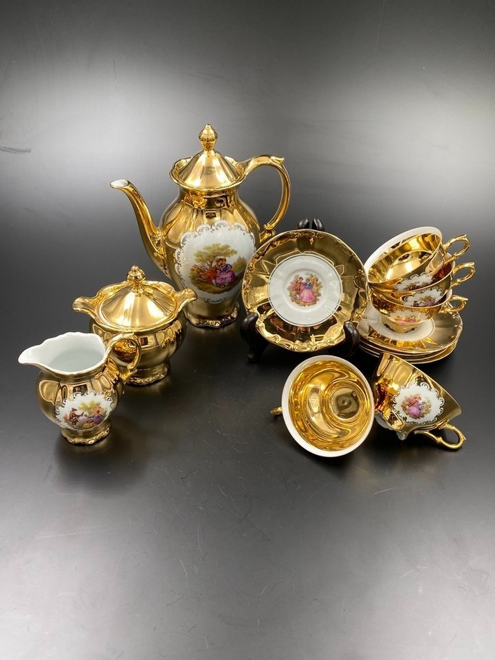 Bavaria SW Germany 22K Gold Porcelain Tea Coffee Service Set for 5 ...