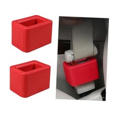 2PCS Car Seat Belt Buckle Holder, Silicone Auto Seatbelt Buckle Booster Red