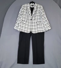 John Meyer Women's 2 Piece Pantsuit 16W Plaid Blazer Black  Polyester