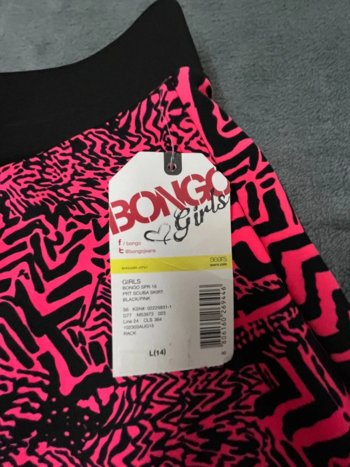 Falda de Buceo Bongo Niñas Grande Rosa Negra Estampado Geométrico Cintura Elástica Cremallera Trasera Foto 3 de 4