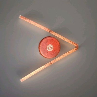 Vintage Starrett 75' Steel  Measuring Tape + 2' Zeinth Boxwood Measuring Stick