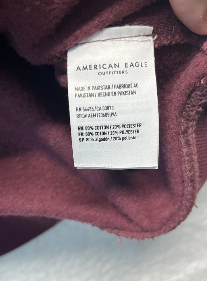Sudadera De Colección American Eagle Para Hombres XXL Borgoña Deletrear Logo Cuello Redondo Preppy Foto 4 de 4