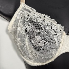 VTG Malizia by La Perla Ivory Silk Lace Underwire Full Coverage Bra Size 36D