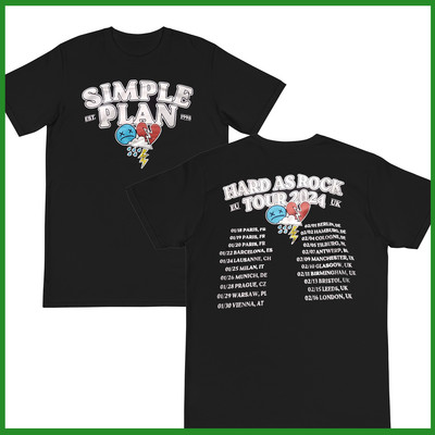 Simple Plan 2024 UK & European Tour T Shirt Black Size S-3XL