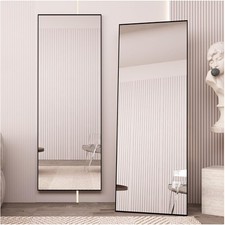 Versatile 65" x 24" Standing Mirror - Tempered Glass with Elegant Black Frame