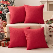 Pack of 4 Decorative Christmas Solid Waterproof 16" x 16" Pack of 4 Red