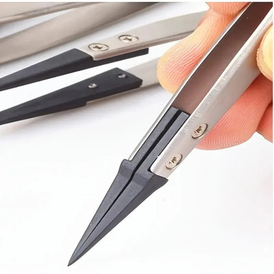 ESD Safe Precision Tweezers Anti Static Electronics Jewelry Repair Metal Tool