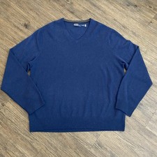 Polo by Ralph Lauren 100 Wool Navy V-Neck Sweater Mens Size 2XL XXL EUC