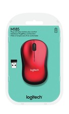 Logitech Wireless Mouse M185 Red Mini Portable Very Good