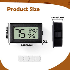 Reptile Thermometer and Humidity Gauge,2Pcs Digital Hygrometer Adhesive Repti...