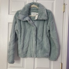 NWT Abercrombie Kids Girls Aqua Blue Cozy Sherpa Full Zip Jacket , Size 15/16